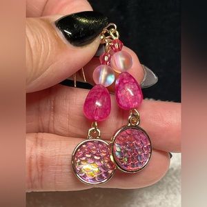 Long dangly charm earrings “mermaid ” NWT